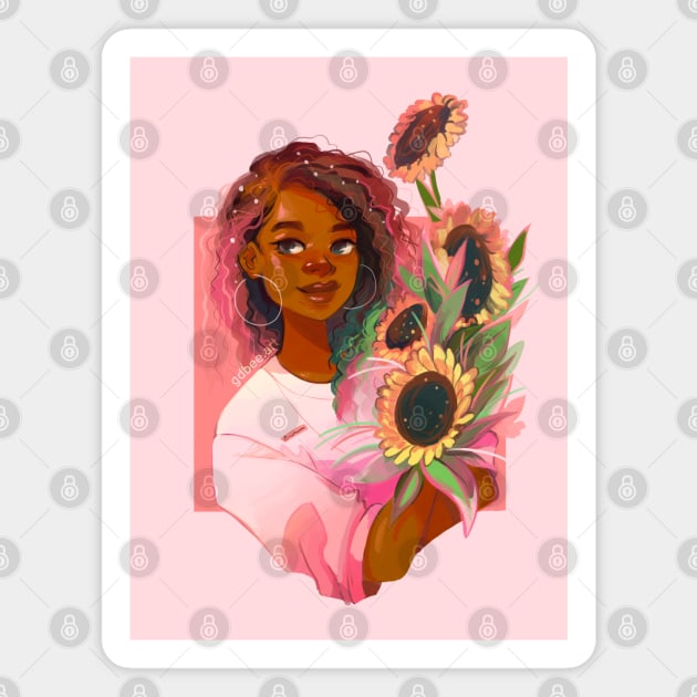 Pink Sunflowers Magnet by GDBee